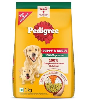 Pedigree Adult & Puppy Dry Dog Food, 100% Vegetarian, 1 kg