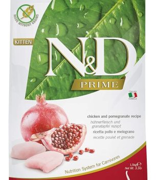 Farmina N&D Prime Kitten Food | Grain-Free | Chicken & Pomegranate | for a Strong Immune System | Complete Nutrition for Kittens | 1.5kg