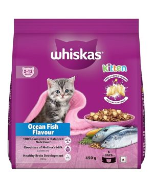 Whiskas Junior Mother Cat & Kitten (2-12 Months) Dry Cat Food, Ocean Fish Flavour, 450 g,