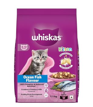 Whiskas Junior Mother Cat & Kitten (2-12 Months) Dry Cat Food, Ocean Fish Flavour, 1.1 kg,