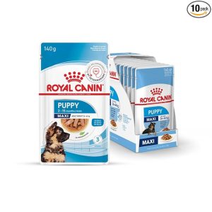 Royal Canin Maxi Puppy Food for Stage 3, 140Grams, Pack of 10 Sachet, Wet Food.