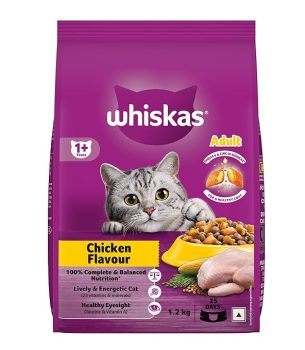 Whiskas Adult (1+ Years) Dry Cat Food, Chicken Flavour, 1.2 kg,