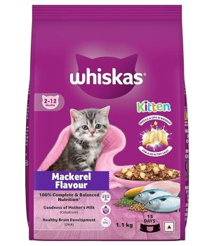 Whiskas Junior Mother Cat & Kitten (2-12 Months) Dry Cat Food, Mackerel Fish Flavour, 1.1 kg.