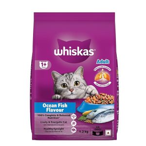 Whiskas Adult (1+ Years) Dry Cat Food, Ocean Fish Flavour, 1.2 kg.