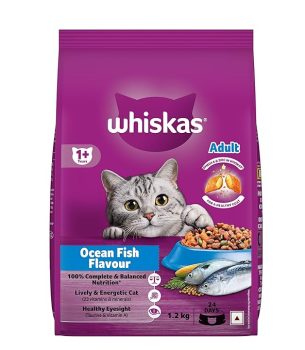 Whiskas Adult (1+ Years) Dry Cat Food, Ocean Fish Flavour, 1.2 kg.