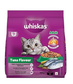 Whiskas Adult (1+ Years) Dry Cat Food, Tuna Flavour, 480 g,