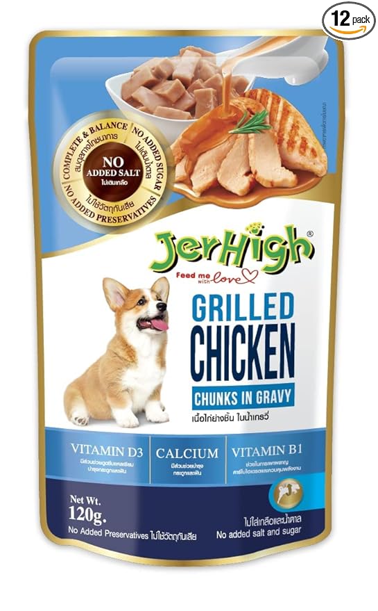 JerHigh Chicken Grilled In Gravy Dog Food, 120 G