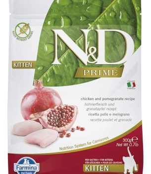 FARMINA N&D Prime Dry Cat Food, Kitten, Grain-Free, 0.3-kg, Chicken and Pomegranate