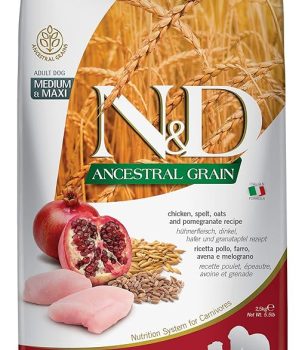 FARMINA PET FOODS Ancestral Grain - Chicken & Pomegranate - Dog Dry Food - Adult - Medium & Maxi Breed (2.5Kgs)
