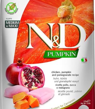 Farmina N&D Pumpkin Puppy Medium/Maxi Dog Food | Chicken, Pumpkin & Pomegranate | Rich in Anti-oxidants|Complete Food for Puppies | 2.5kg