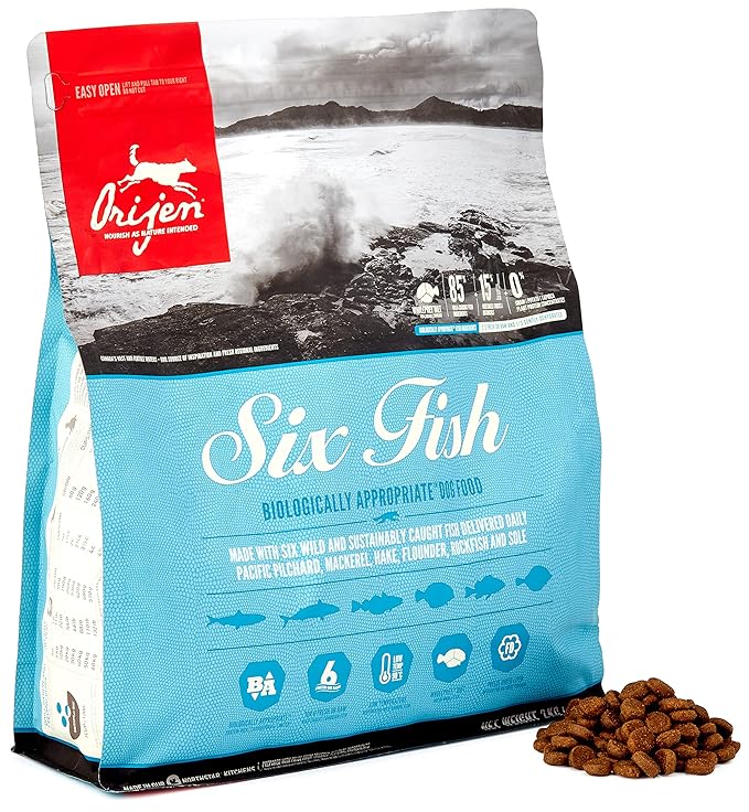 Orijen Six Fish Dry Dog Food, Grain Free and Chicken Free Dog Food, Fresh Or Raw Ingredients, 2 Kg, All Life Stages